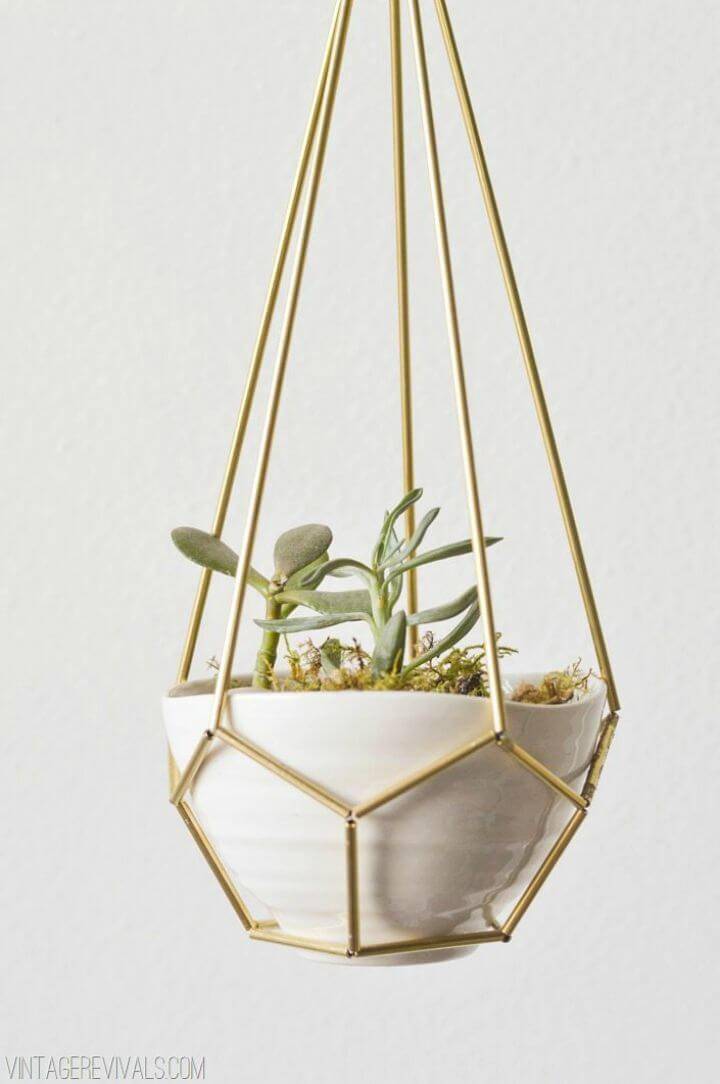 DIY Leather and Brass Teardrop Hanging Planter