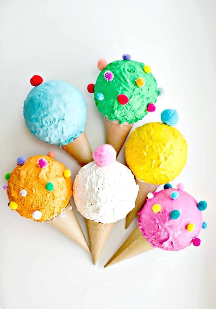 make Pretend Play Ice Cream Cones Using Styrofoam Balls