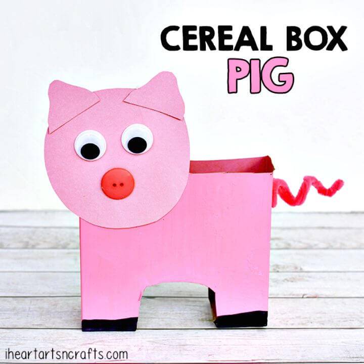 Cereal Box Pig Craft for Kids
