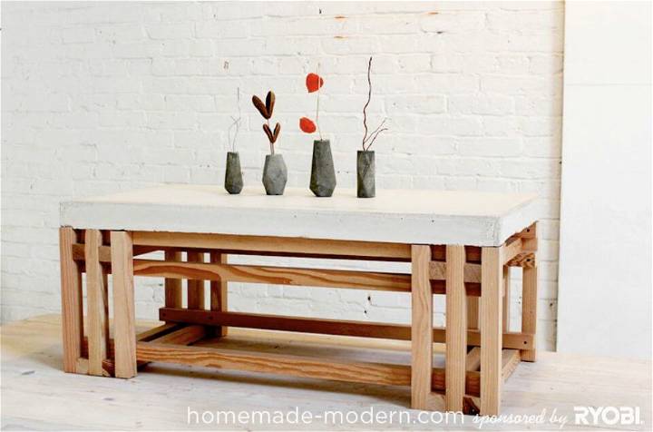 DIY Concrete + Wood Coffee Table