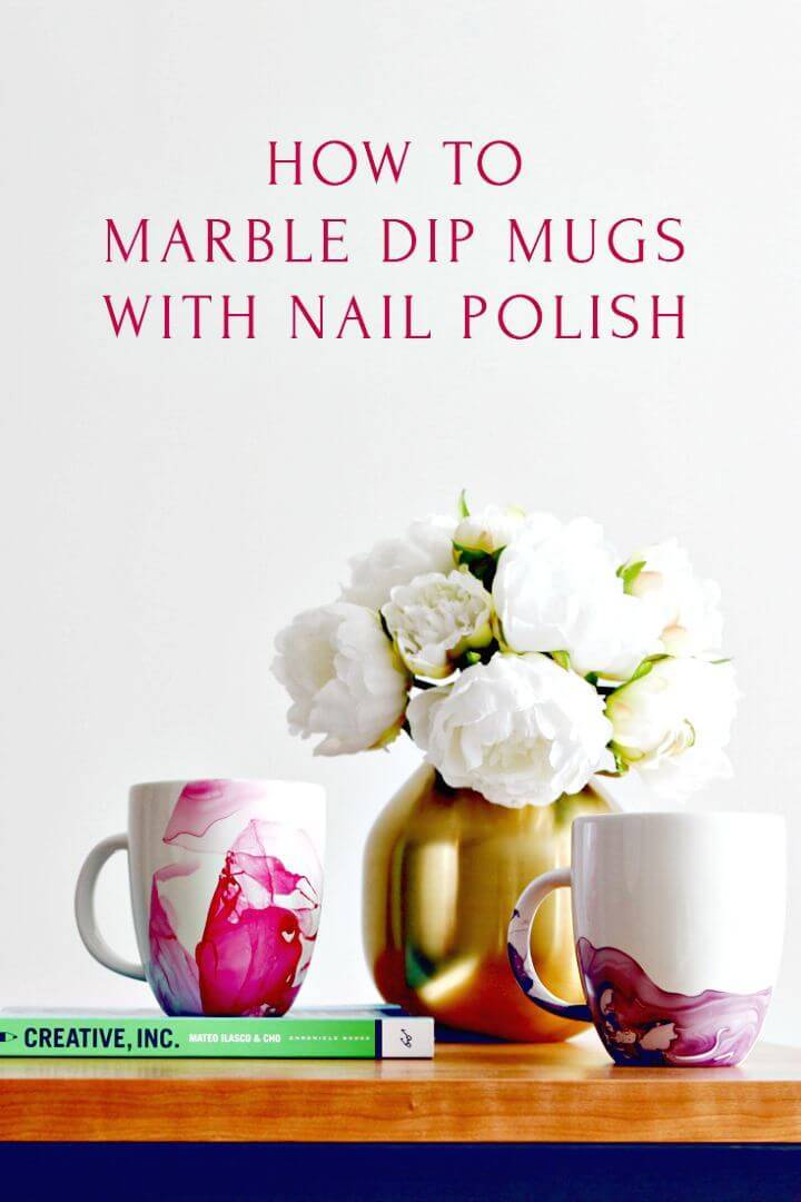 Easy to DIY Dip-dyed Marbled Mugs