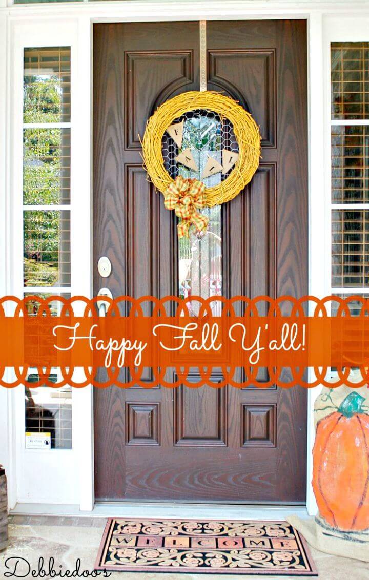 DIY Fall Wreath with Chicken Wire and Burlap