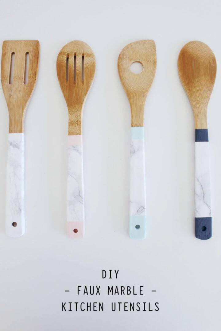 How to Make Faux Marble Kitchen Utensils - DIY