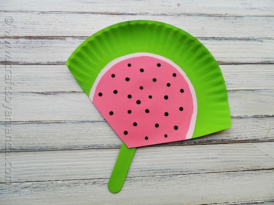 Easy DIY Paper Plate Watermelon Fan