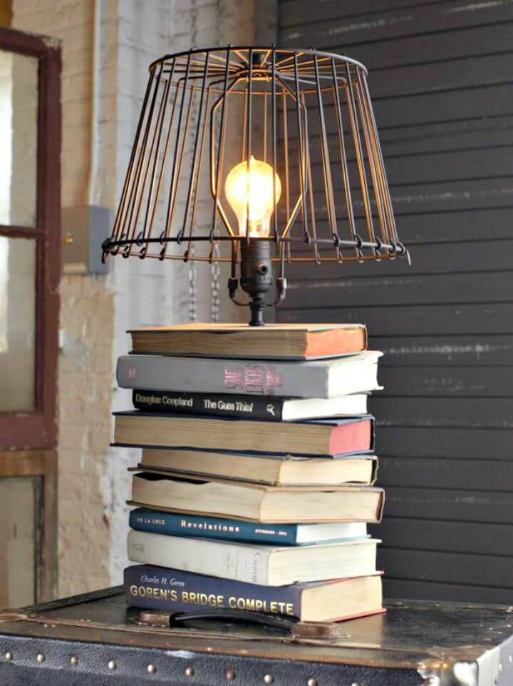 DIY Stacked Books Table Lamp