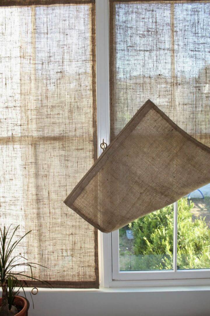 DIY Window Treatment Burlap Shades Under $20