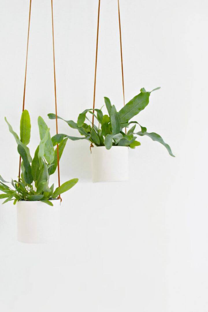 DIY Leather and Clay Hanging Planters