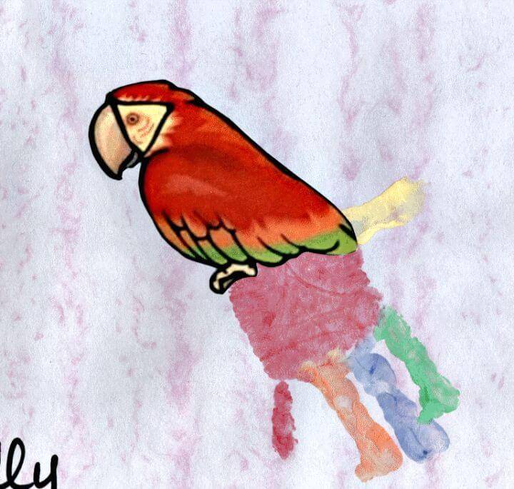 Lovable Handprint Parrot Art