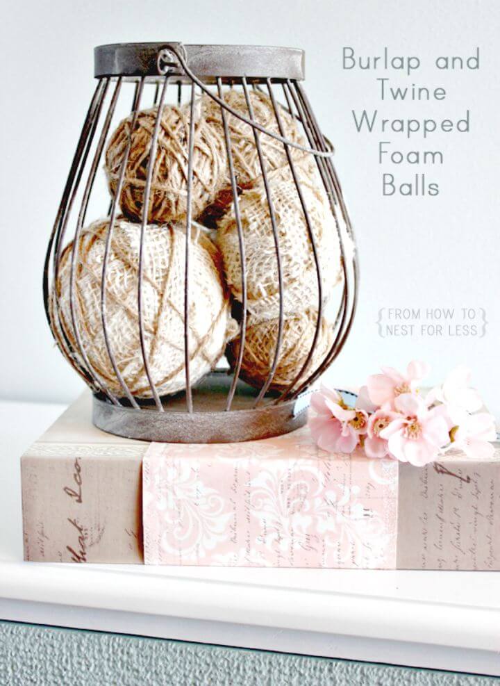 Burlap and Twine Wrapped Styrofoam Balls