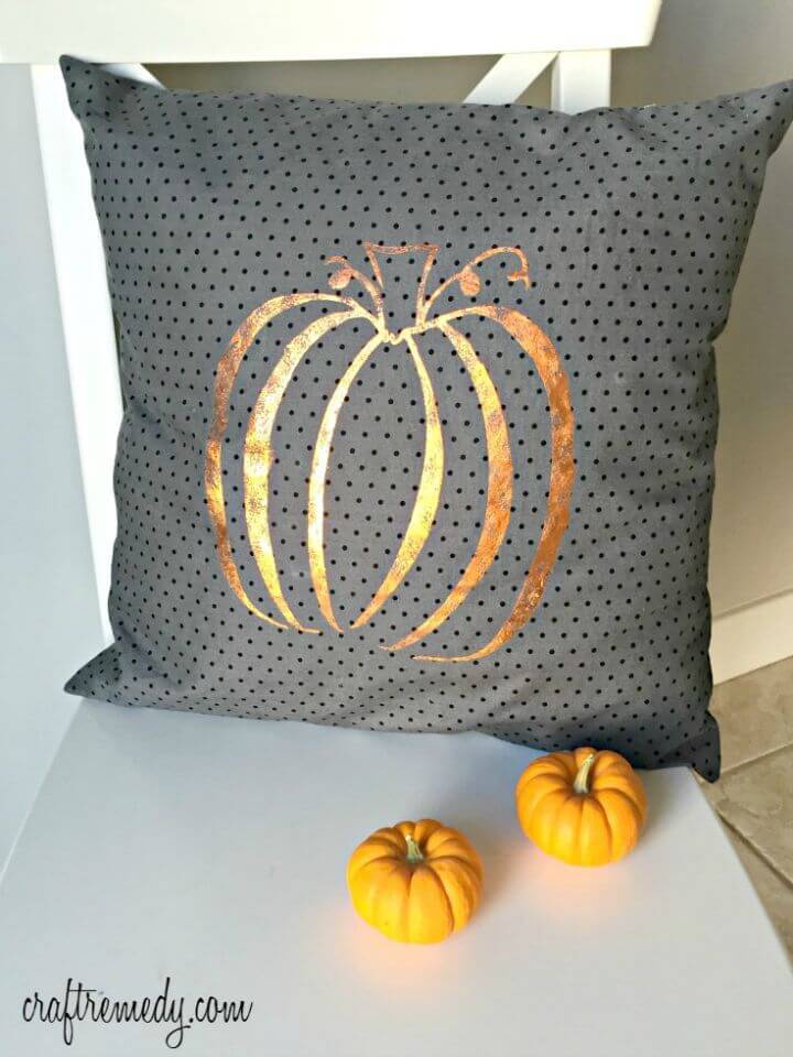 DIY Stenciled Fall Pumpkin Pillow