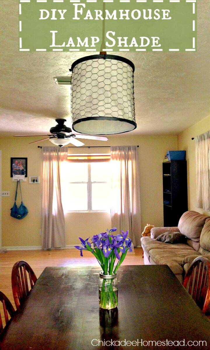 Easy DIY Hanging Lamp Shade from Chicken Wire