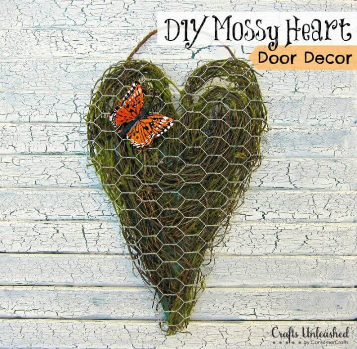 Make Your Own Mossy Heart Door Decor