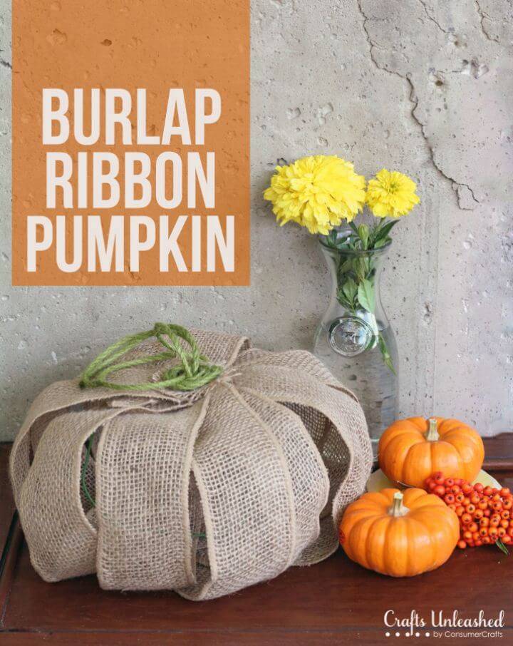 Simple DIY Burlap Ribbon Pumpkin