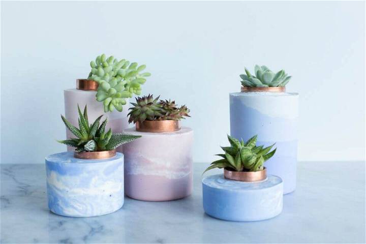 DIY Marbled and Ombre Concrete Planters