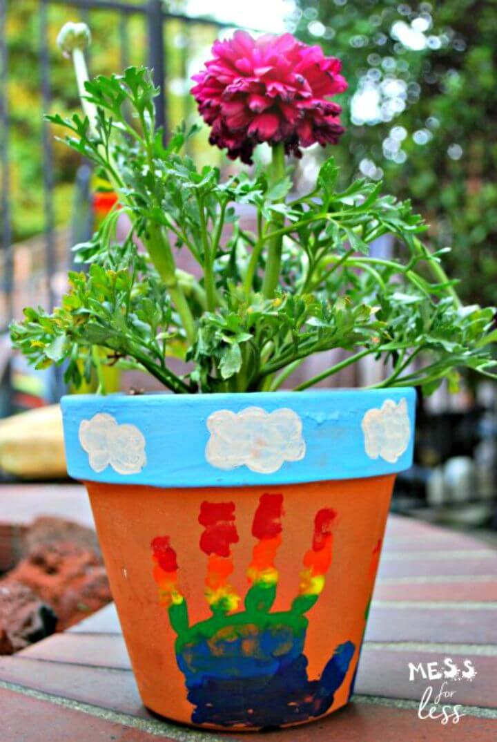 DIY Rainbow Handprint Flower Pot