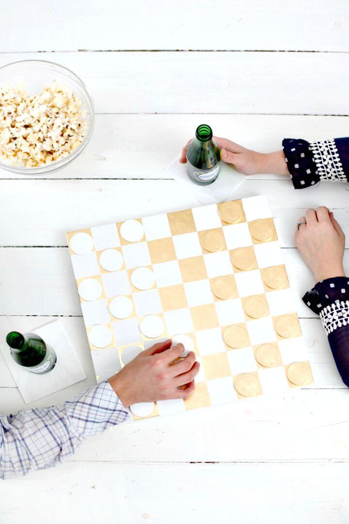 DIY Gold Leaf Checkerboard Wedding Gift