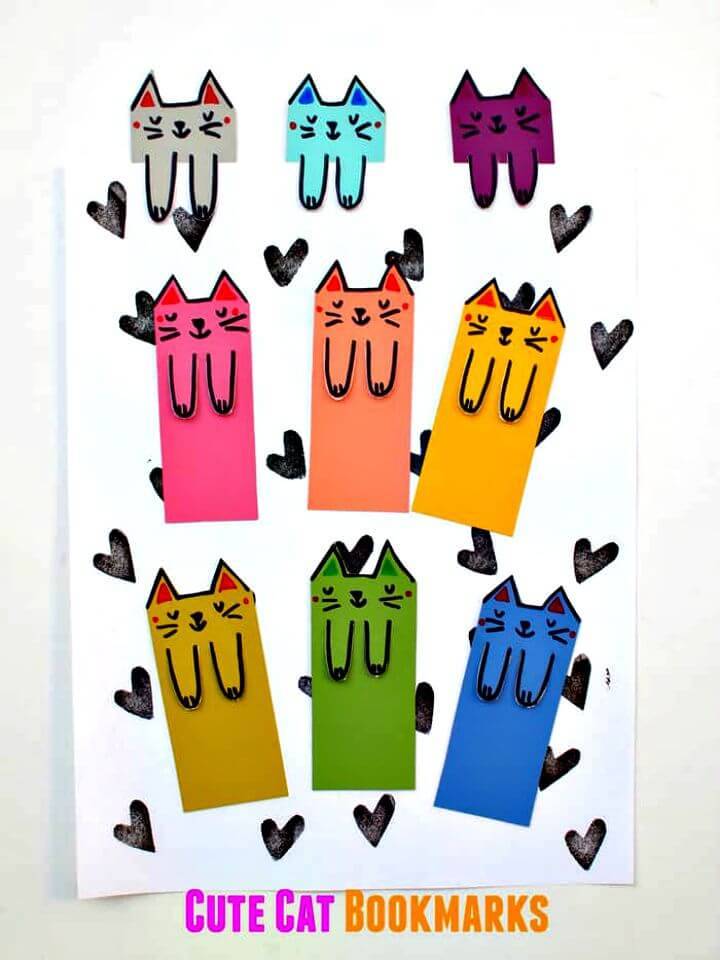 Cute DIY Cat Bookmarks from Paint Chips