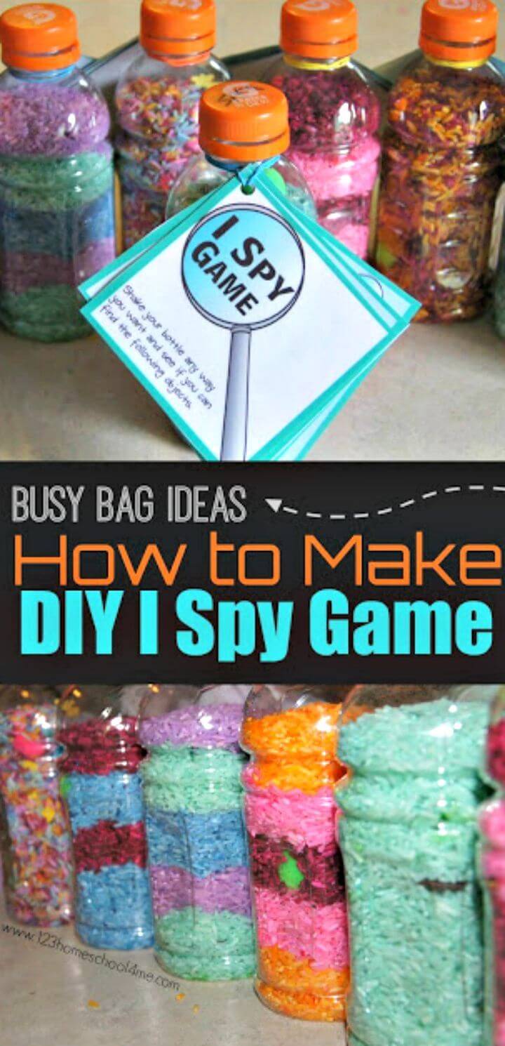 DIY Colored Rice I-spy Bottles