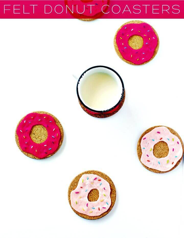 DIY Felt and Cork Donuts Coasters - Craft Ideas