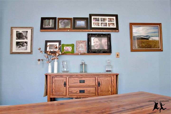 DIY Heart Pine Photo Shelves for The Dining Room