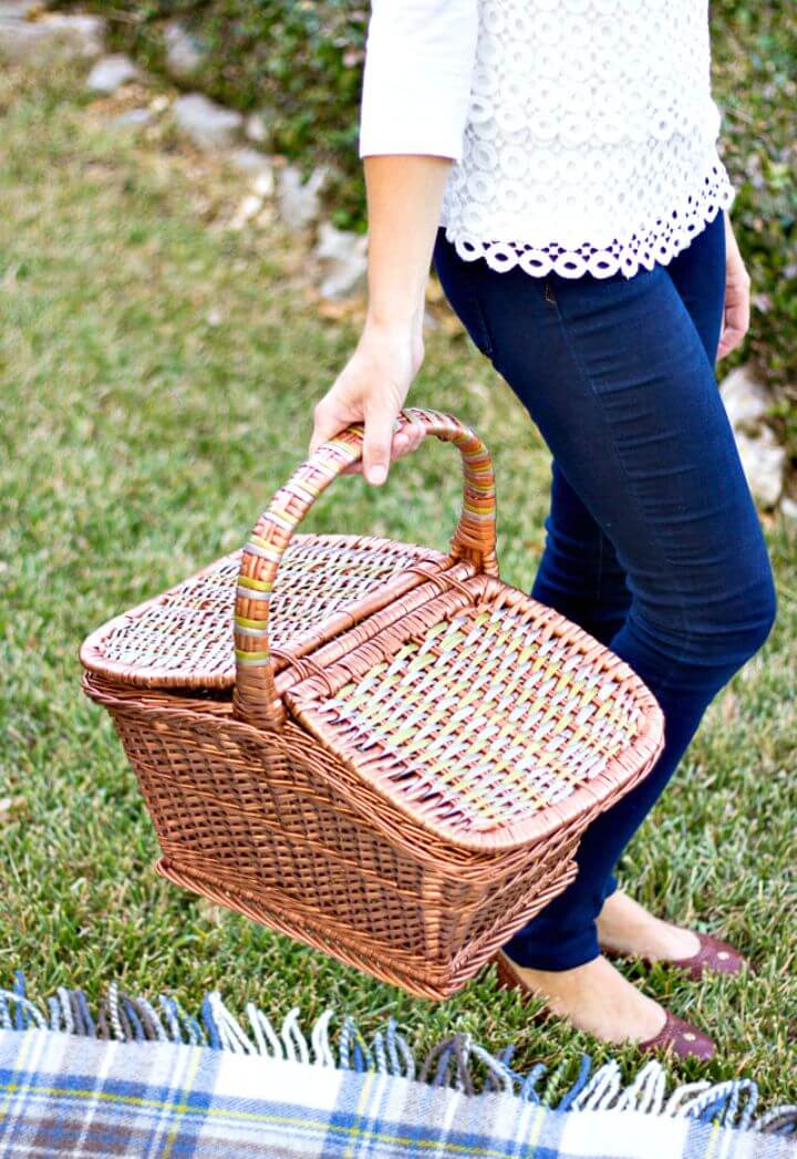 Handmade Metallic Painted Picnic Basket