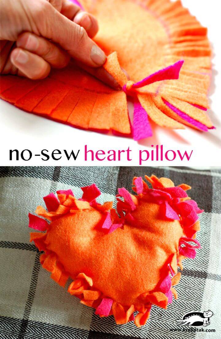 DIY No-sew Heart Pillow