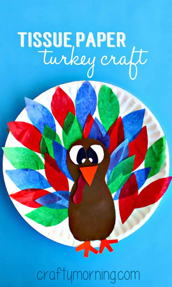 diy craft paper crafts turkey using easy plate tissue craftymorning tutorial