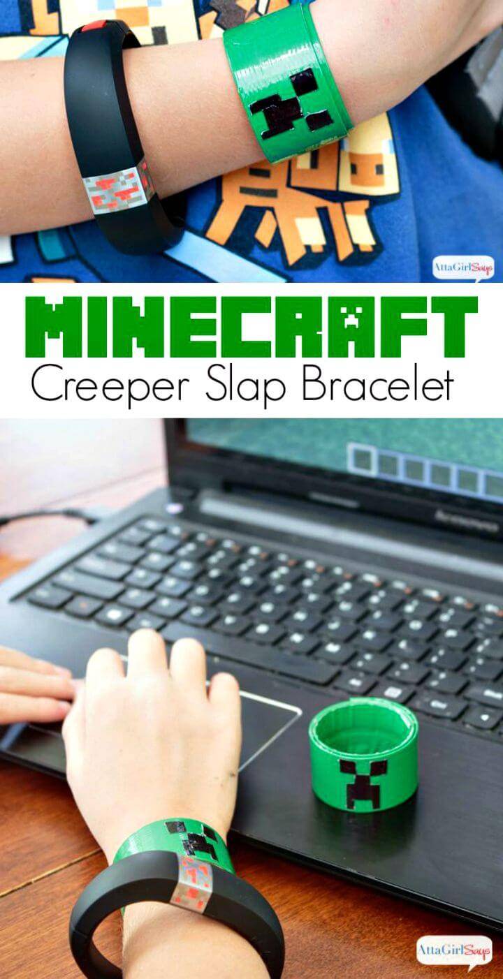 Easy DIY Creeper Slap Bracelet Minecraft Craft