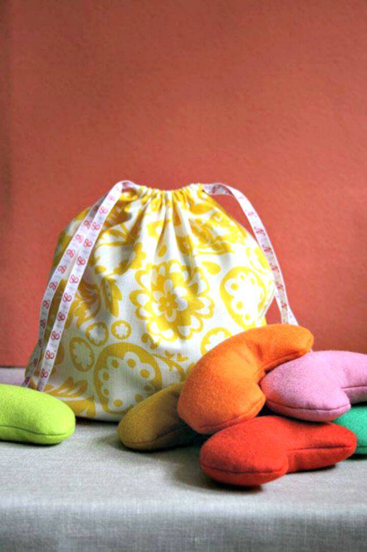 Colorful DIY Fabric Drawstring Bag