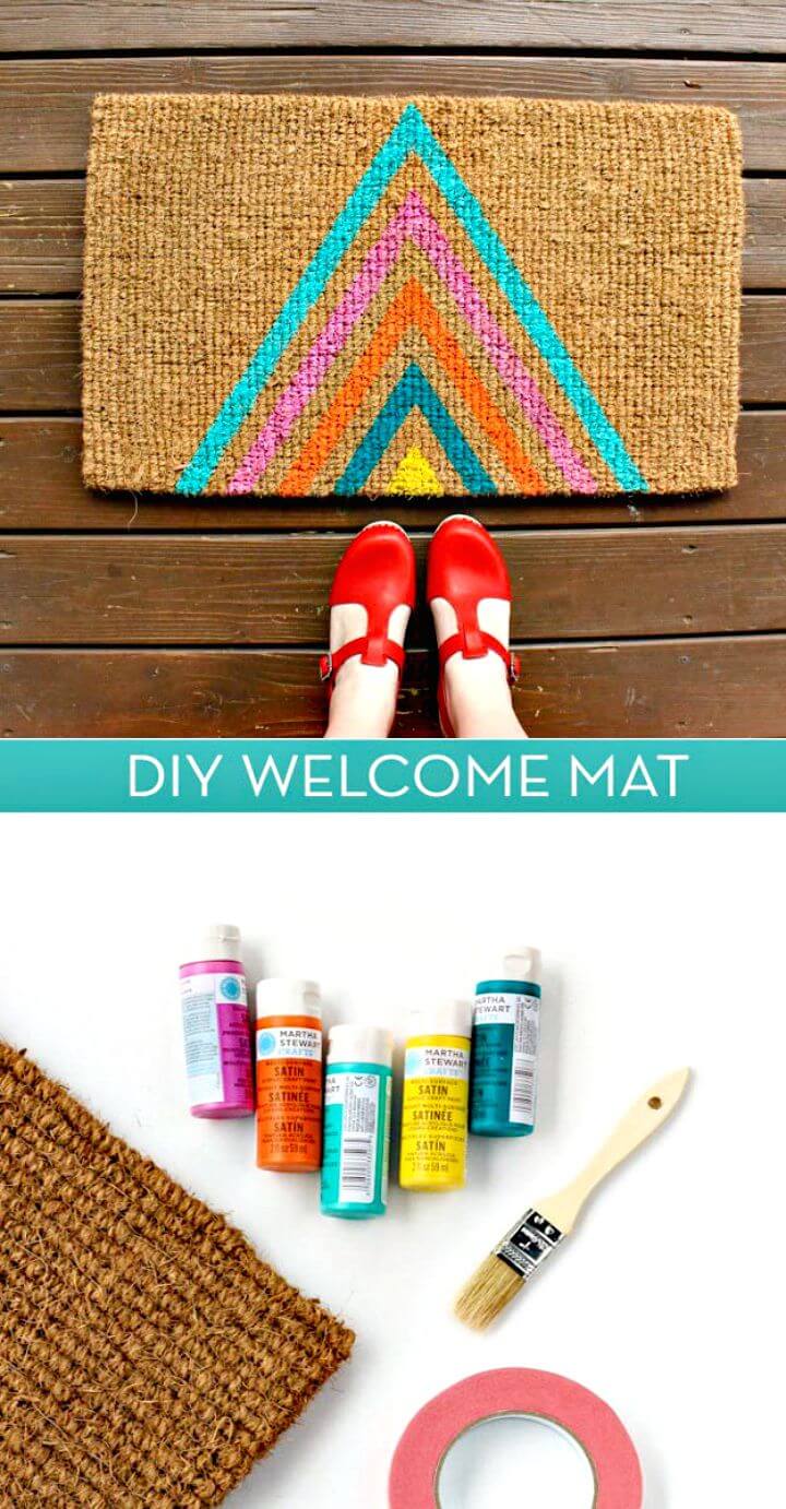 Colorful DIY Geometric Welcome Mat