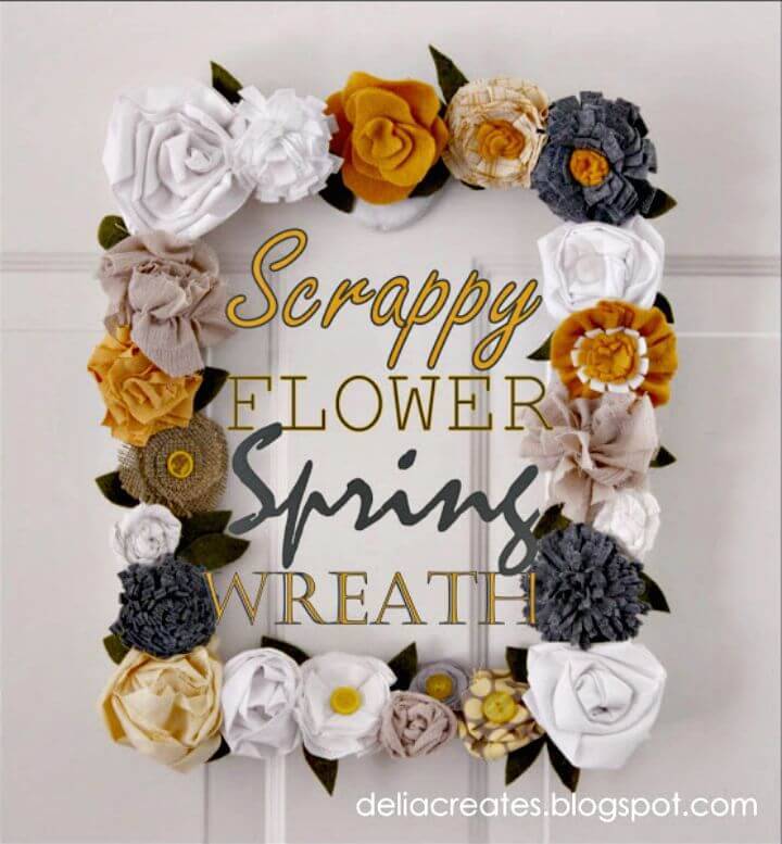DIY Scrappy Flower Spring Wreath - Reuse Old Picture Frames
