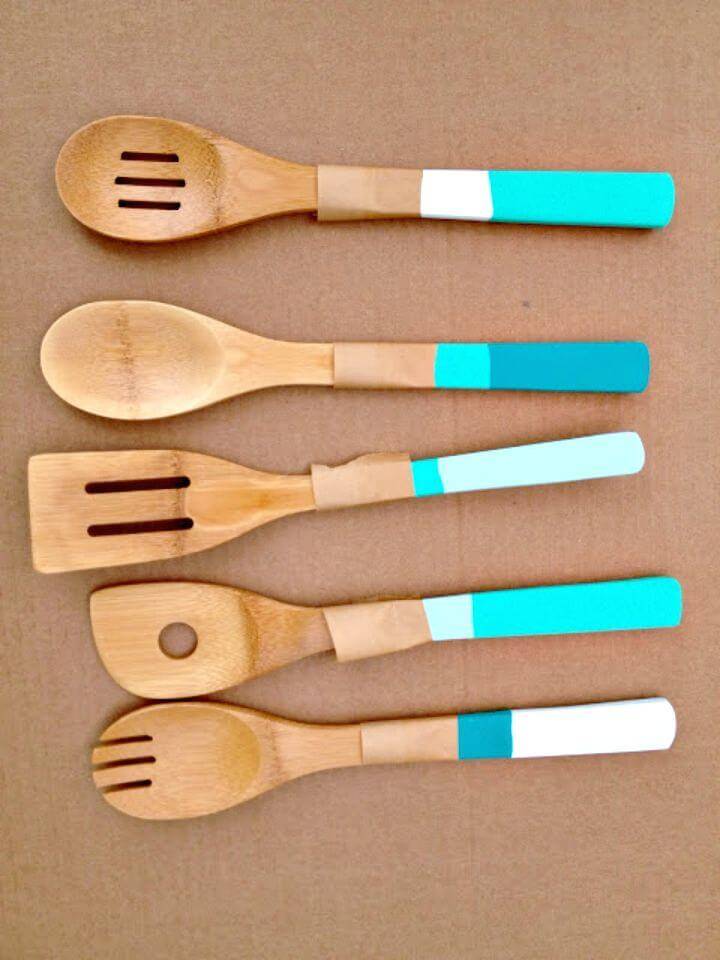 Easy DIY Dipped, Color Blocked Spoons