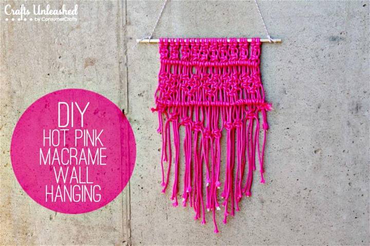 Easy to Make Macrame Hot Pink Wall Hanging