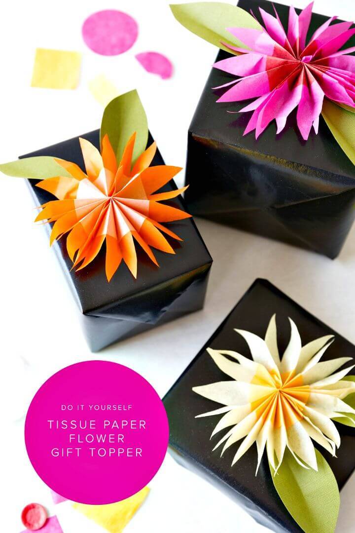 DIY Paper Tissue Flower Gift Topper
