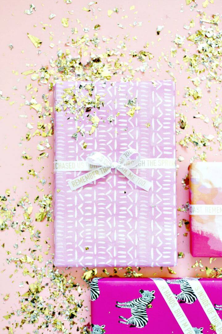 DIY Personalized Gold Ribbon Gift Wrap