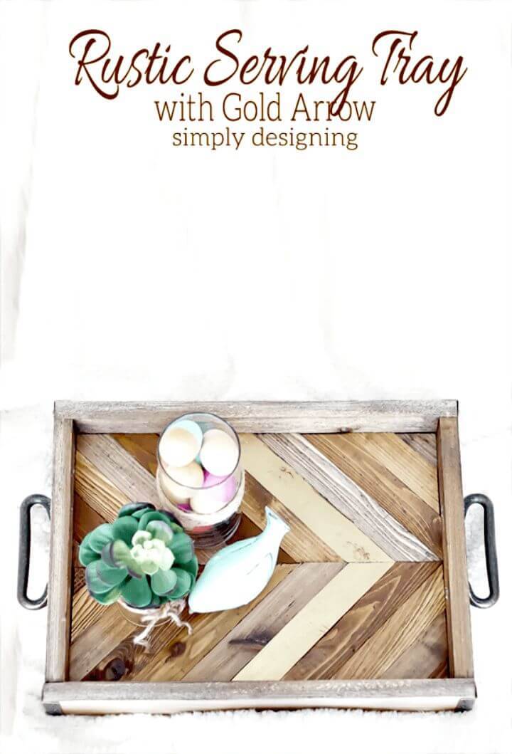 Rustic DIY Serving Tray with Gold Arrow Accent