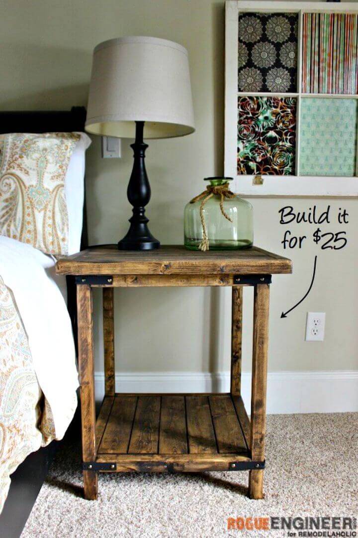 Simple Rustic Square Bedside Table