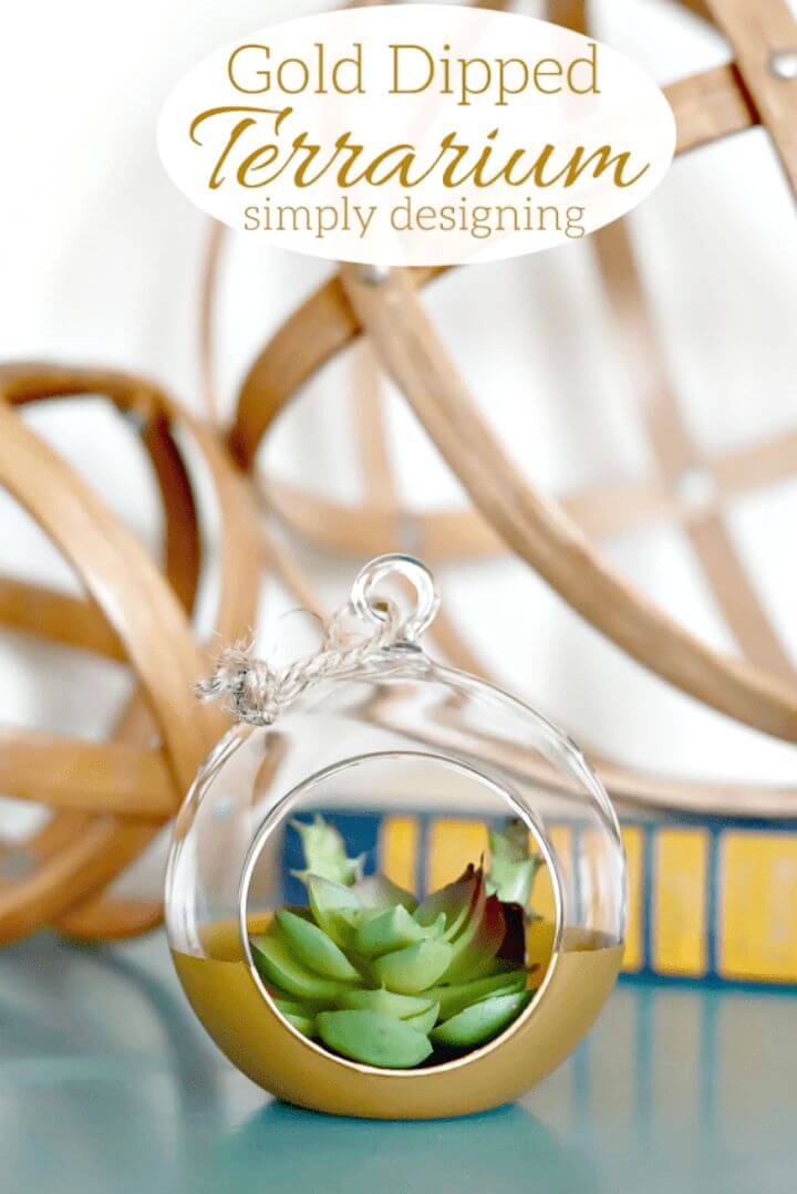 Pretty DIY Gold Dipped Terrarium