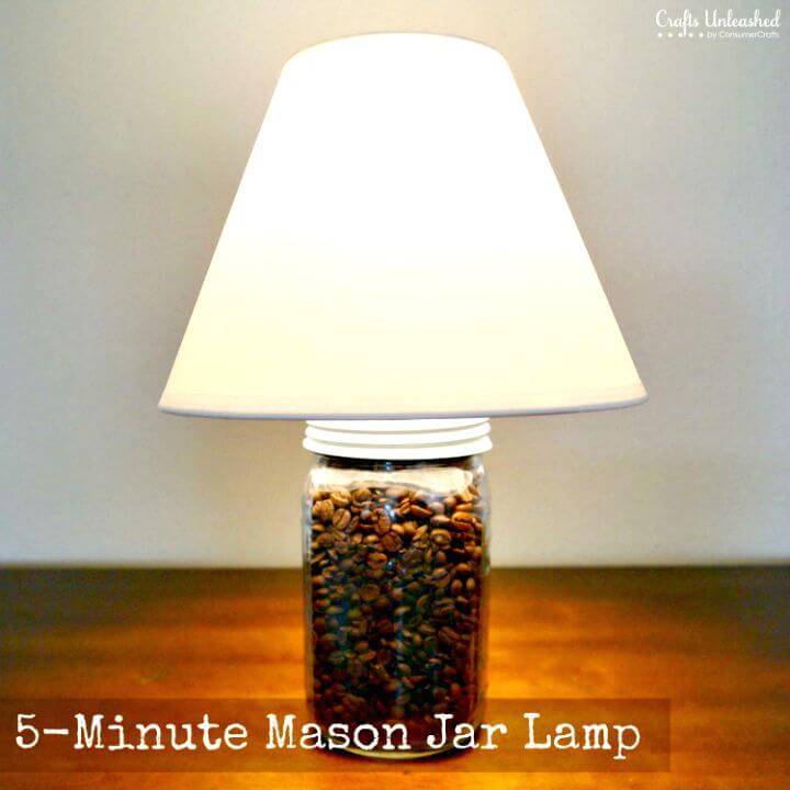 Adorable DIY Coffee Bean Mason Jar Lamp