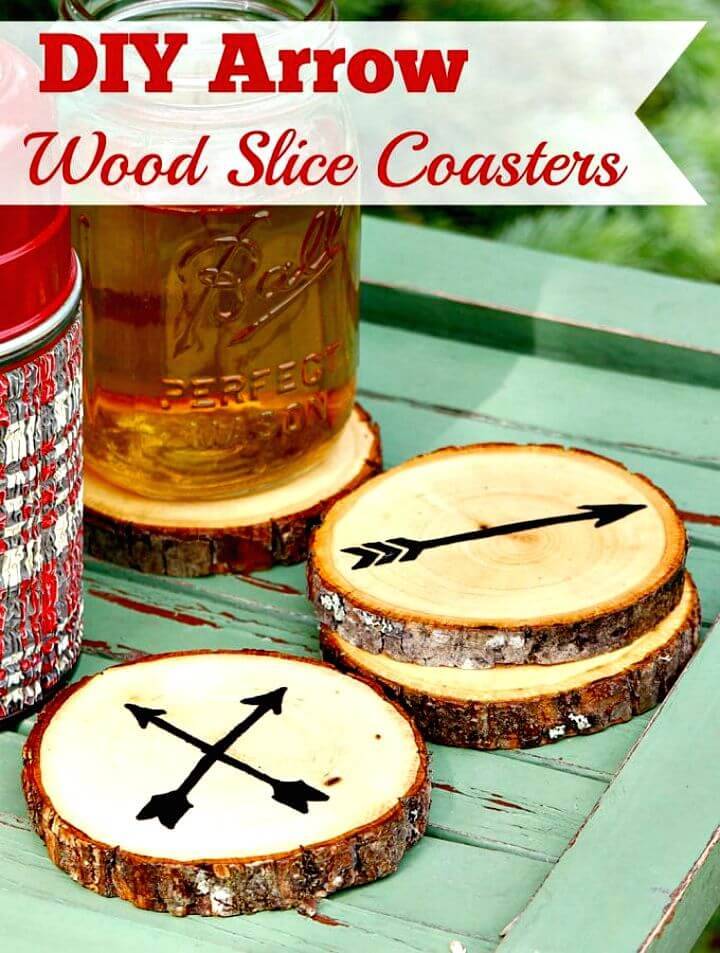Easy DIY Arrow Wood Slice Coasters