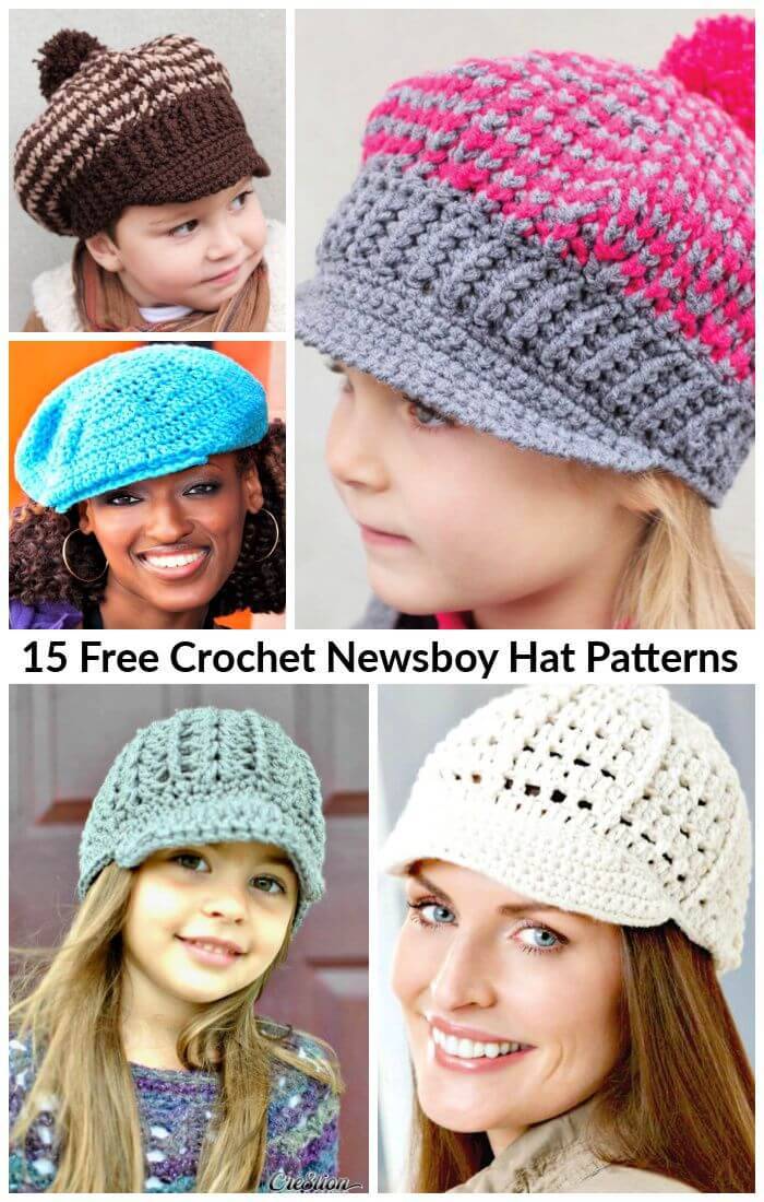15 Free Crochet Newsboy Hat Patterns, Crochet Hats, Crochet Hat Patterns, Crochet Newsboy Hat Patterns, Free Crochet Patterns
