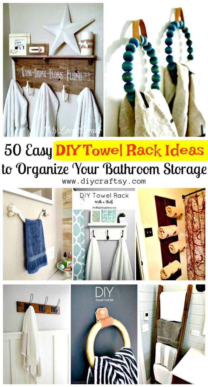 50 Diy Towel Rack Ideas To Save Money, Bathroom Towel Hangers Ideas