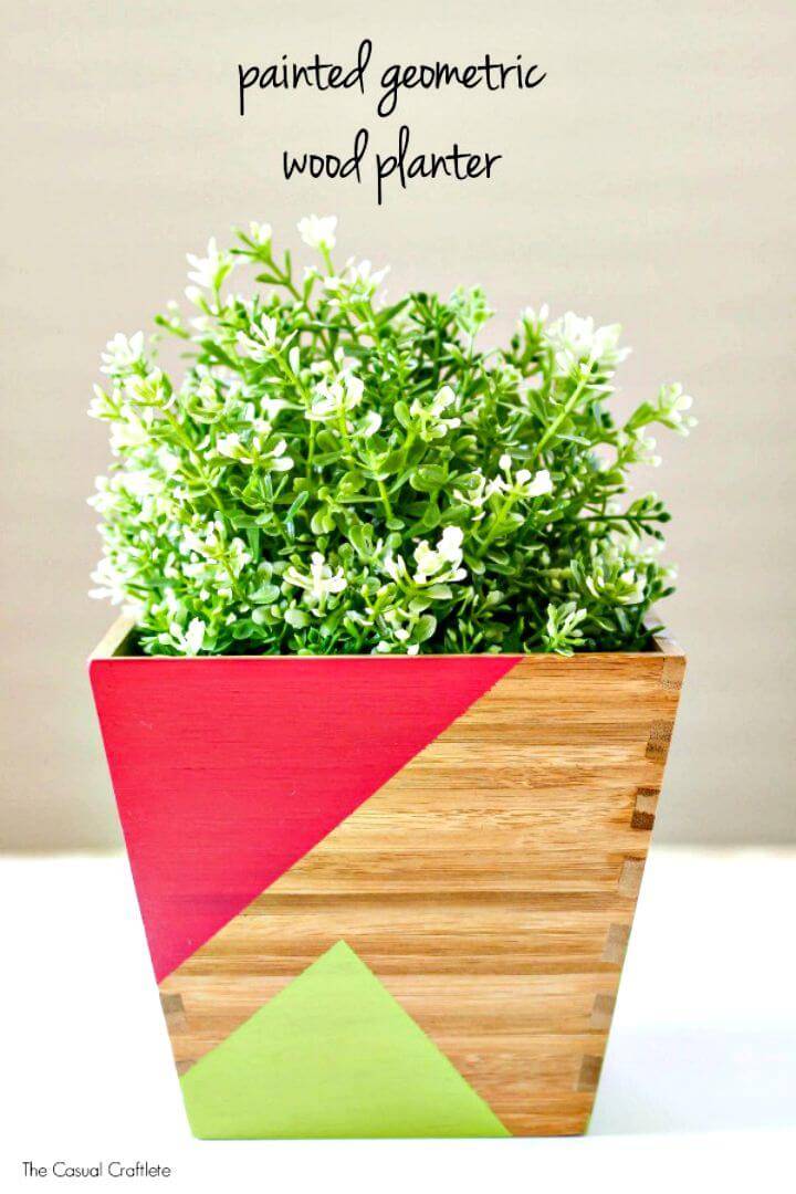 DIY Painted Geometric Wood Planter