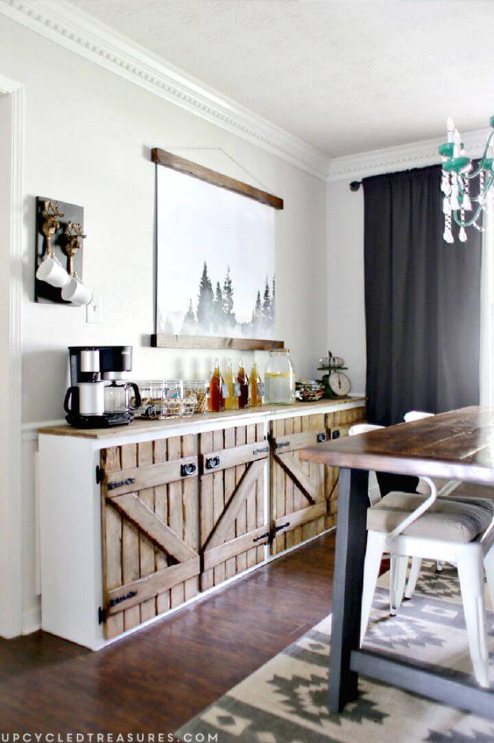 DIY Upcycled Barnwood Style Sideboard