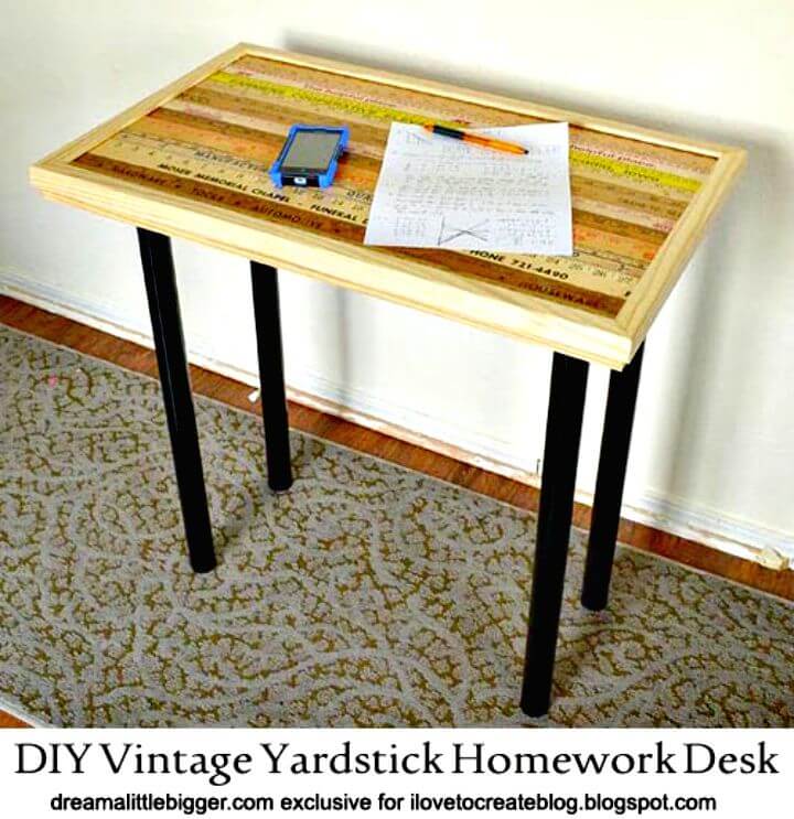 DIY Vintage Yardstick Homework Desk