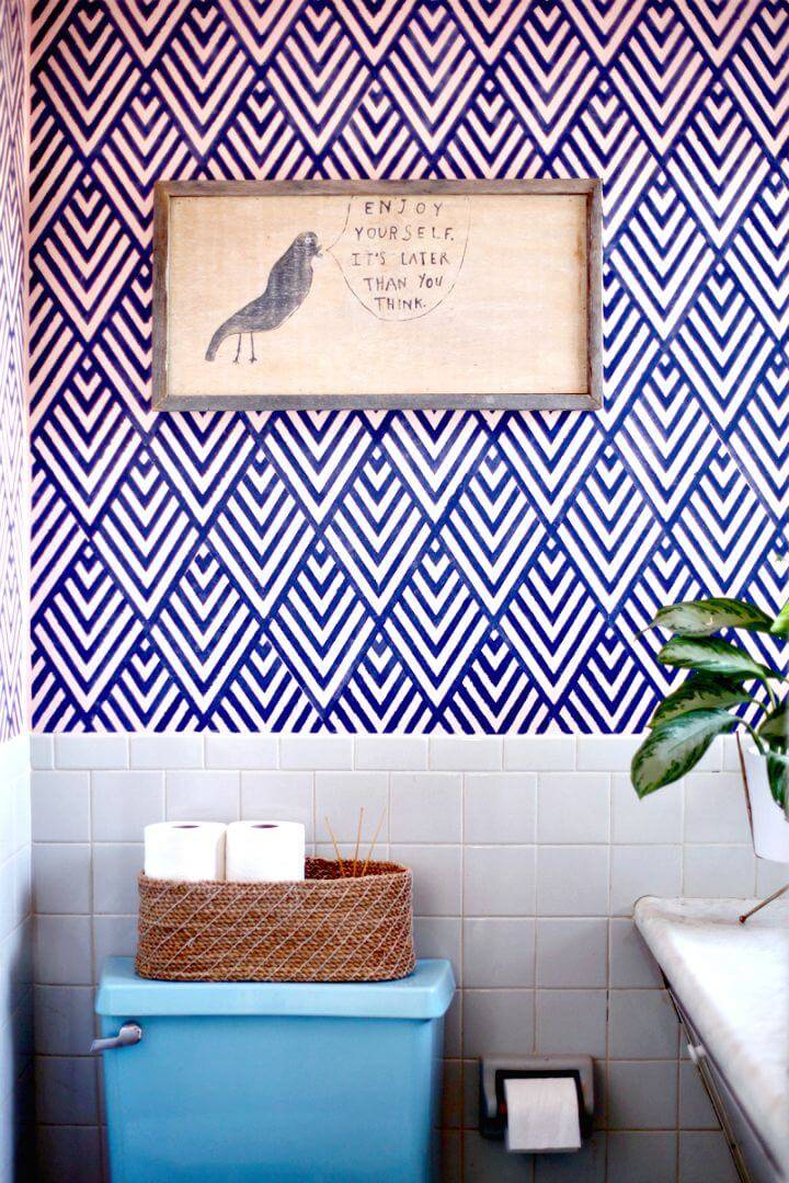 DIY Wallpaper Look with A Geometric Stencil