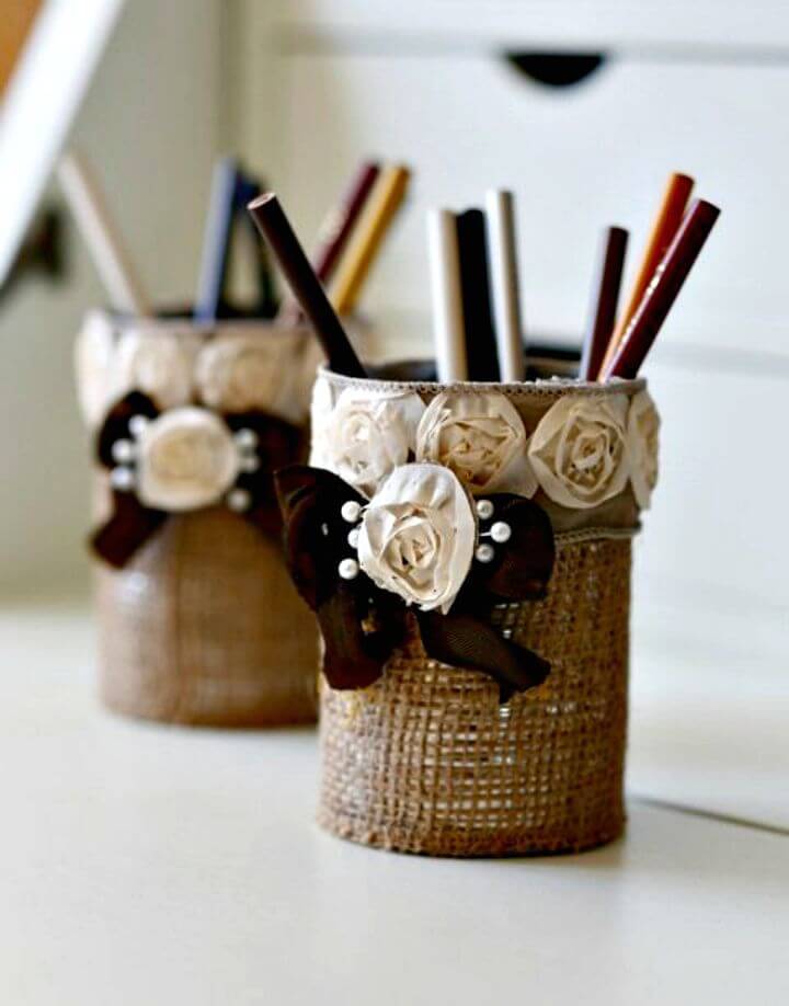 How to Make a Burlap Pencil Holder - Easy DIY 