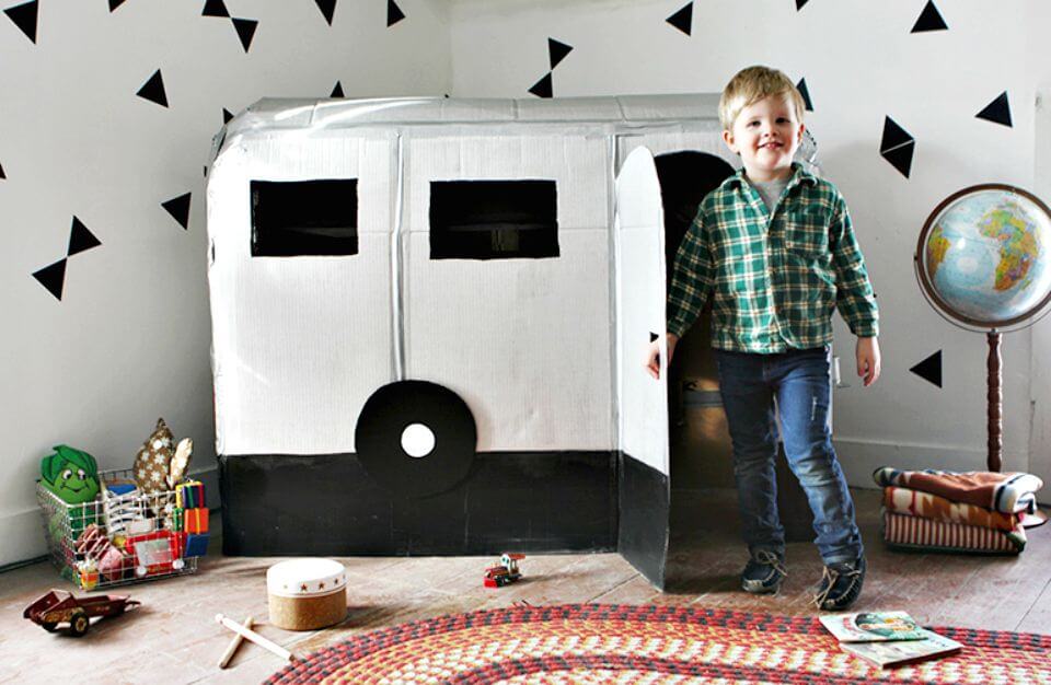 DIY Cardboard Camper Playhouse