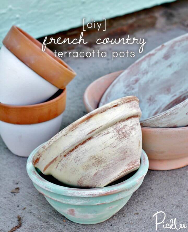 DIY French Country Terracotta Pots - Shabby Chic Home Decor Ideas & Projects

