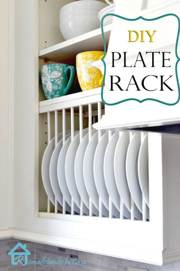 DIY Inside Cabinet Plate Rack